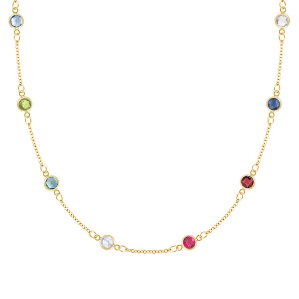 Personalized Classic 8 Birthstone Necklace in 14k Gold sold by Haverhill