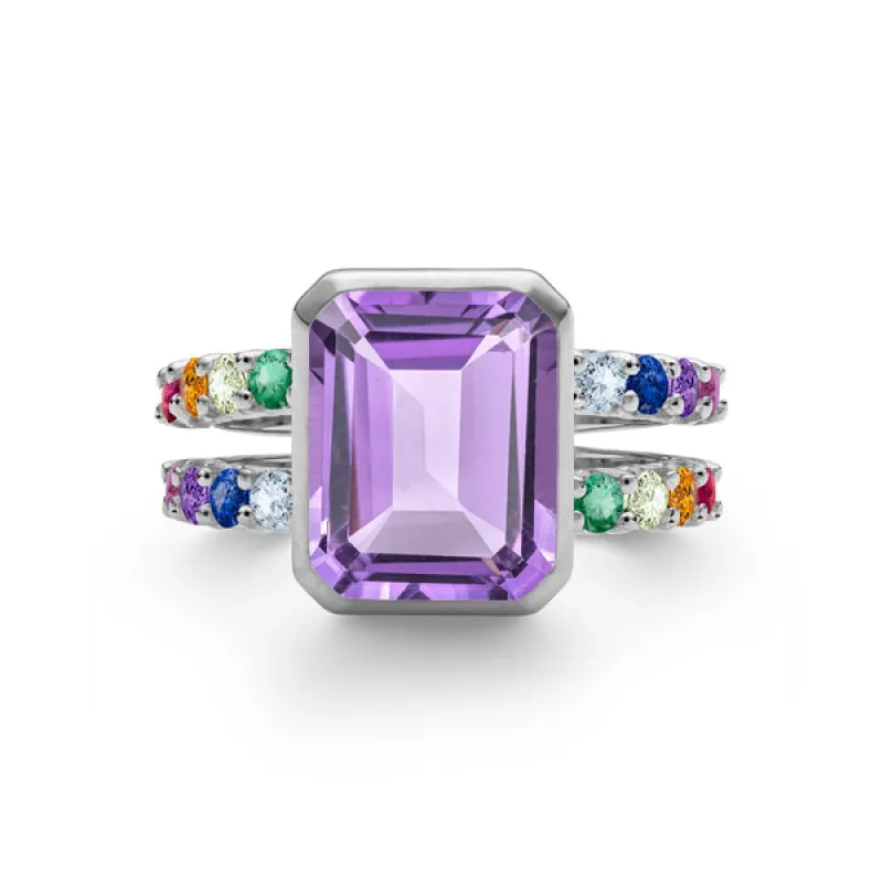 Personalized Rainbow Warren Vertical Ring in 14k Gold made by Haverhill