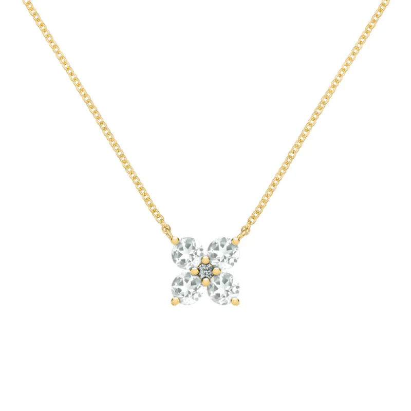 Personalized Greenwich 4 Birthstone & Diamond Necklace in 14k Gold sold by Haverhill