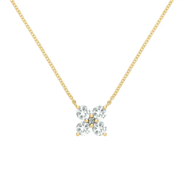 Personalized Greenwich 4 Birthstone & Diamond Necklace in 14k Gold sold by Haverhill