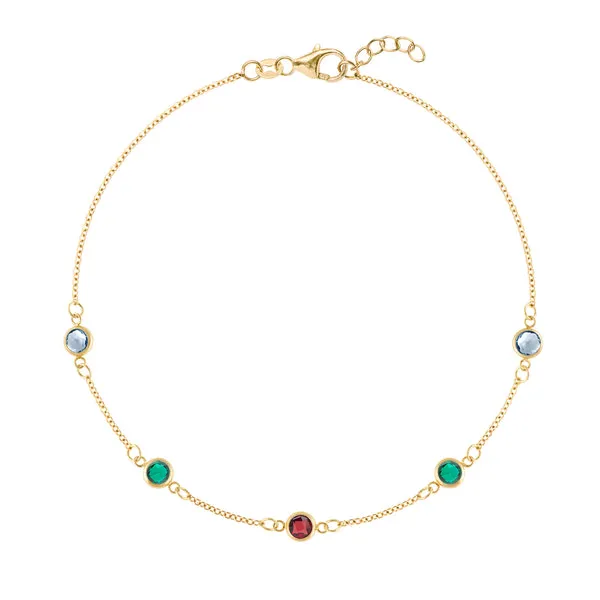 Personalized Classic 5 Birthstone Bracelet in 14k Gold sold by Haverhill