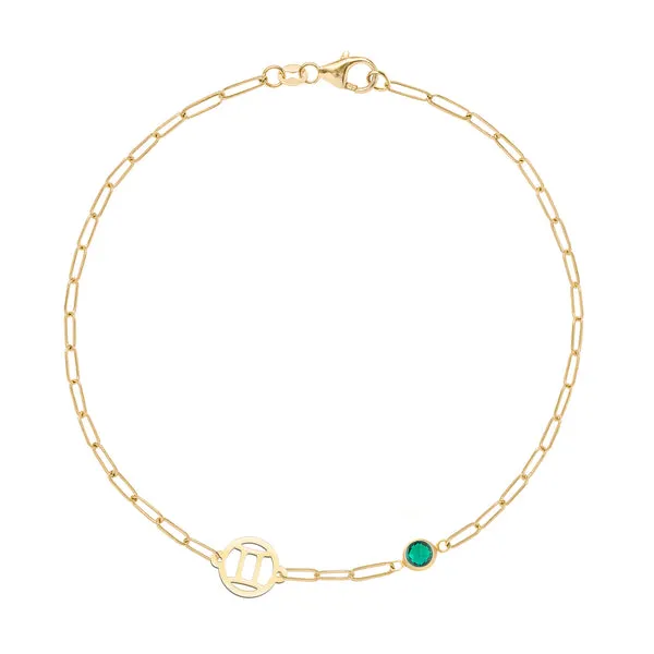 Personalized Zodiac & Birthstone Adelaide Mini Bracelet in 14k Gold sold by Haverhill