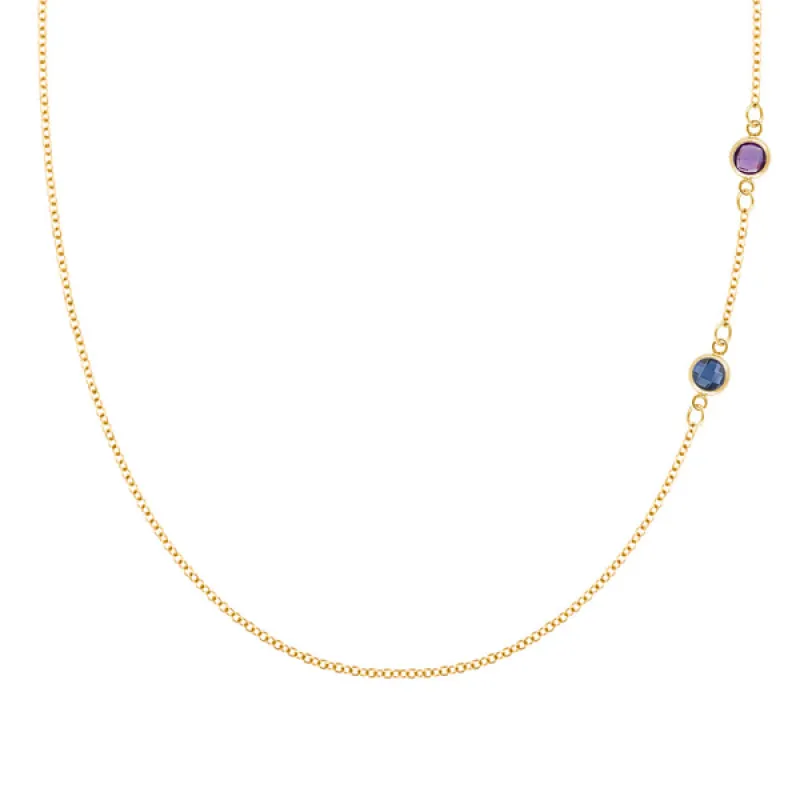 Personalized Classic 2 Birthstone Necklace in 14k Gold sold by Haverhill