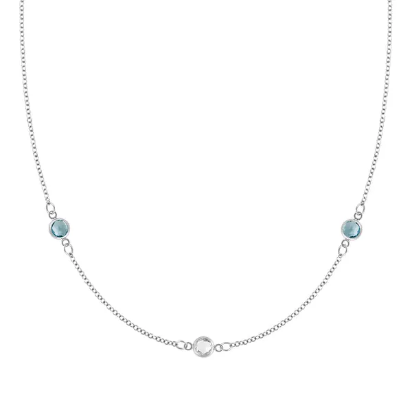 Personalized Classic 3 Birthstone Necklace in 14k Gold sold by Haverhill