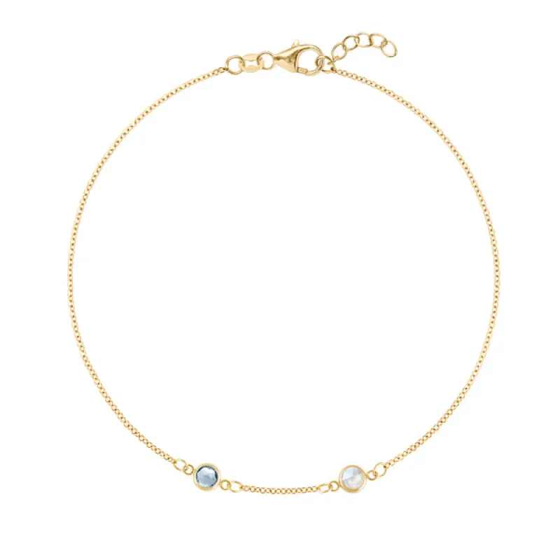 Personalized Classic 2 Birthstone Bracelet in 14k Gold sold by Haverhill