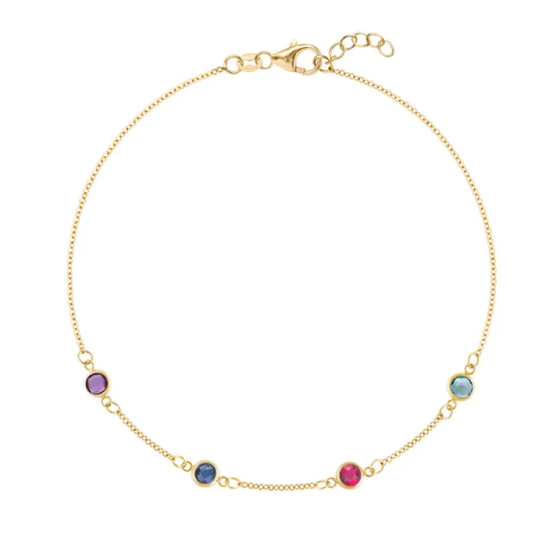 Personalized Classic 4 Birthstone Bracelet in 14k Gold sold by Haverhill