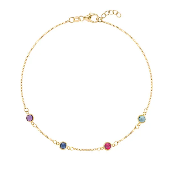 Personalized Classic 4 Birthstone Bracelet in 14k Gold sold by Haverhill