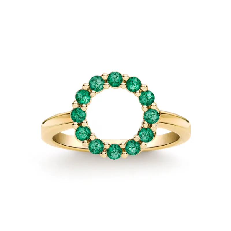 Personalized Rosecliff Small Circle Birthstone Ring in 14k Gold sold by Haverhill