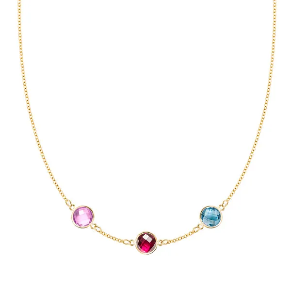 Personalized Grand 3 Birthstone Necklace in 14k Gold sold by Haverhill