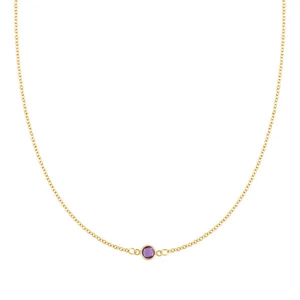 Personalized Classic 1 Birthstone Necklace in 14k Gold sold by Haverhill