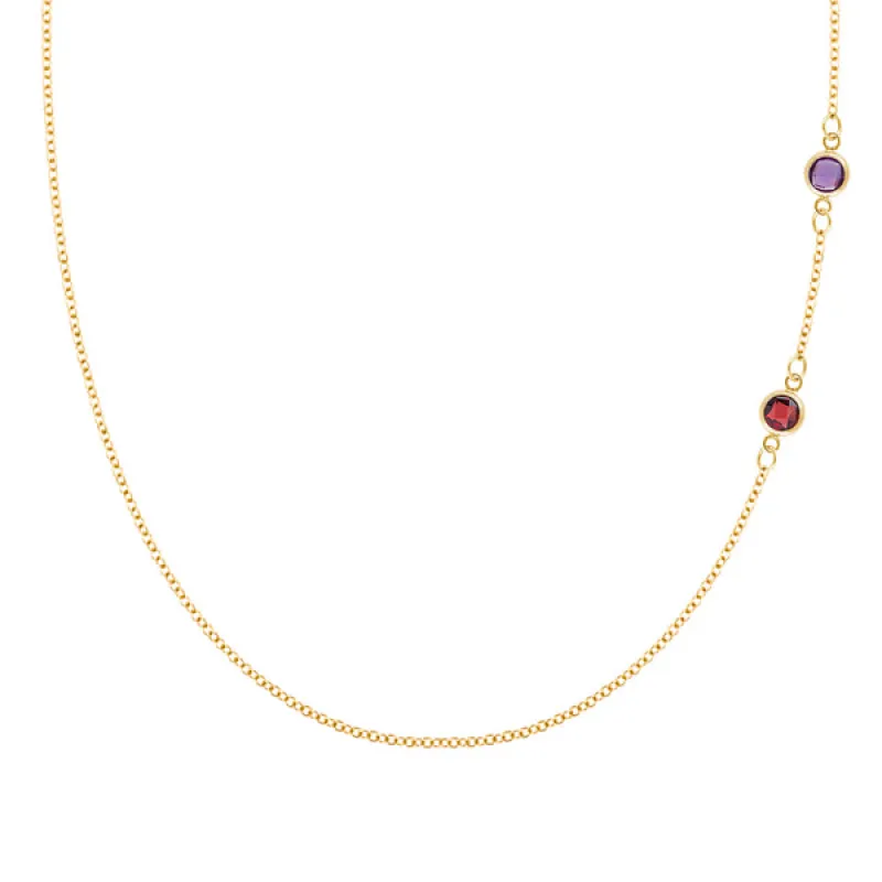 Personalized Classic 2 Birthstone Necklace in 14k Gold sold by Haverhill