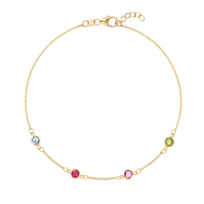 Personalized Classic 4 Birthstone Bracelet in 14k Gold sold by Haverhill