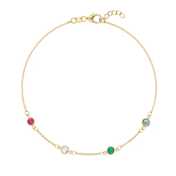 Personalized Classic 4 Birthstone Bracelet in 14k Gold sold by Haverhill