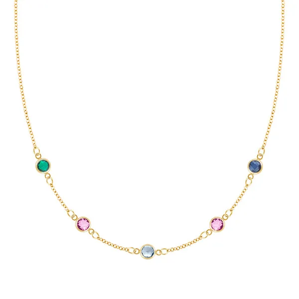 Personalized Classic 5 Birthstone Necklace in 14k Gold sold by Haverhill