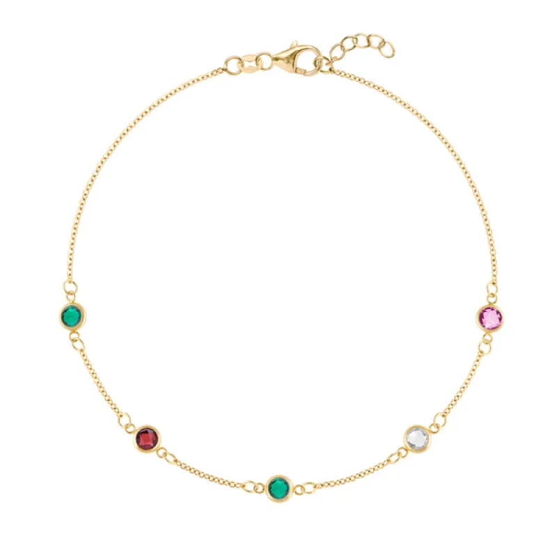Personalized Classic 5 Birthstone Bracelet in 14k Gold sold by Haverhill