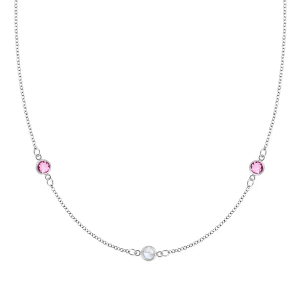 Personalized Classic 3 Birthstone Necklace in 14k Gold sold by Haverhill