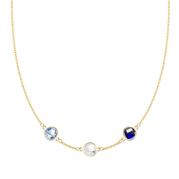 Personalized Grand 3 Birthstone Necklace in 14k Gold sold by Haverhill