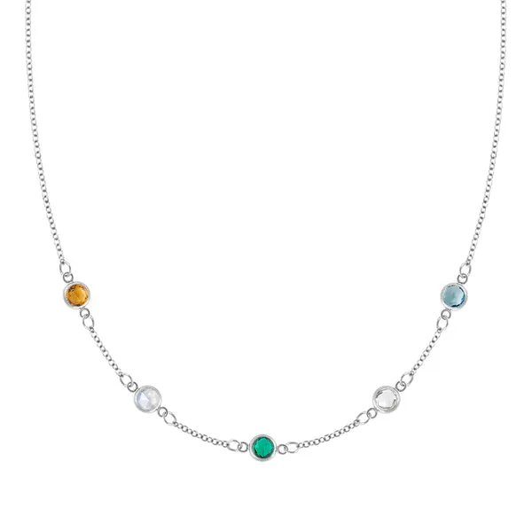 Personalized Classic 5 Birthstone Necklace in 14k Gold sold by Haverhill