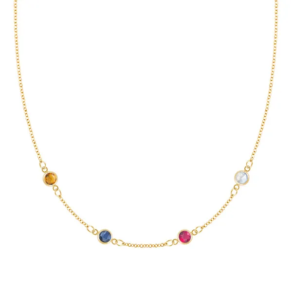 Personalized Classic 4 Birthstone Necklace in 14k Gold sold by Haverhill
