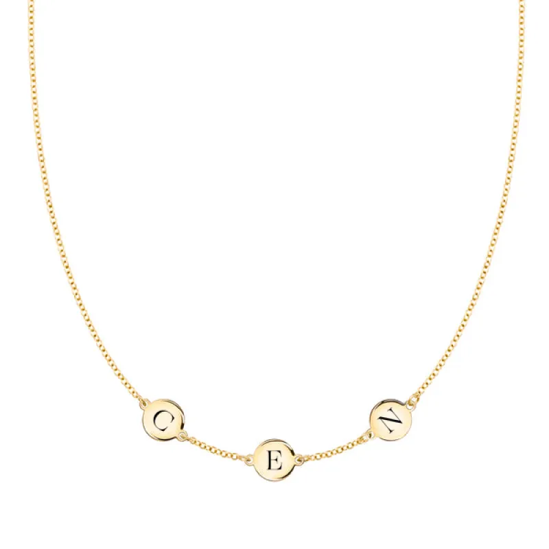 Personalized 3 Letter Necklace in 14k Gold (Single Spacing) sold by Haverhill
