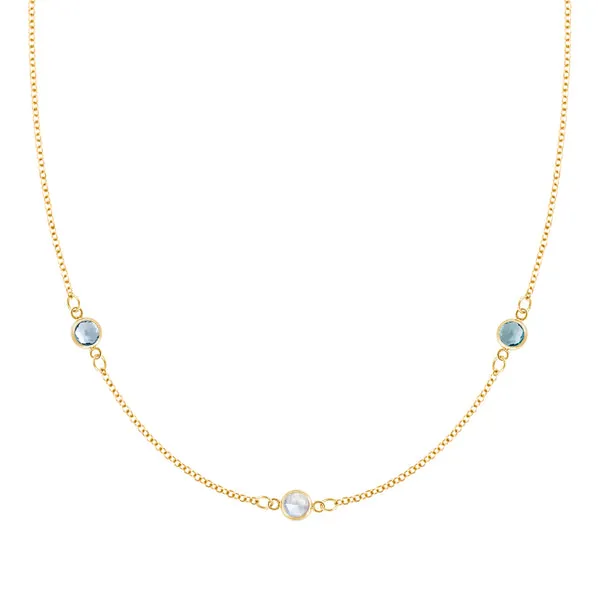 Personalized Classic 3 Birthstone Necklace in 14k Gold sold by Haverhill