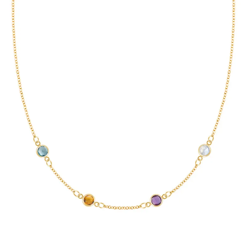 Personalized Classic 4 Birthstone Necklace in 14k Gold sold by Haverhill