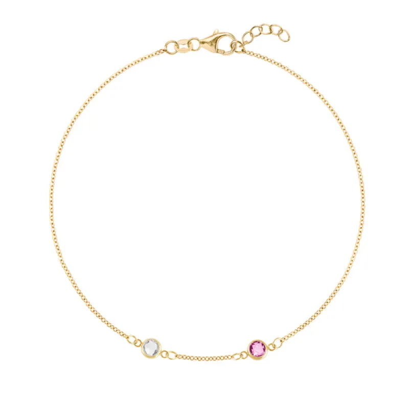 Personalized Classic 2 Birthstone Bracelet in 14k Gold sold by Haverhill