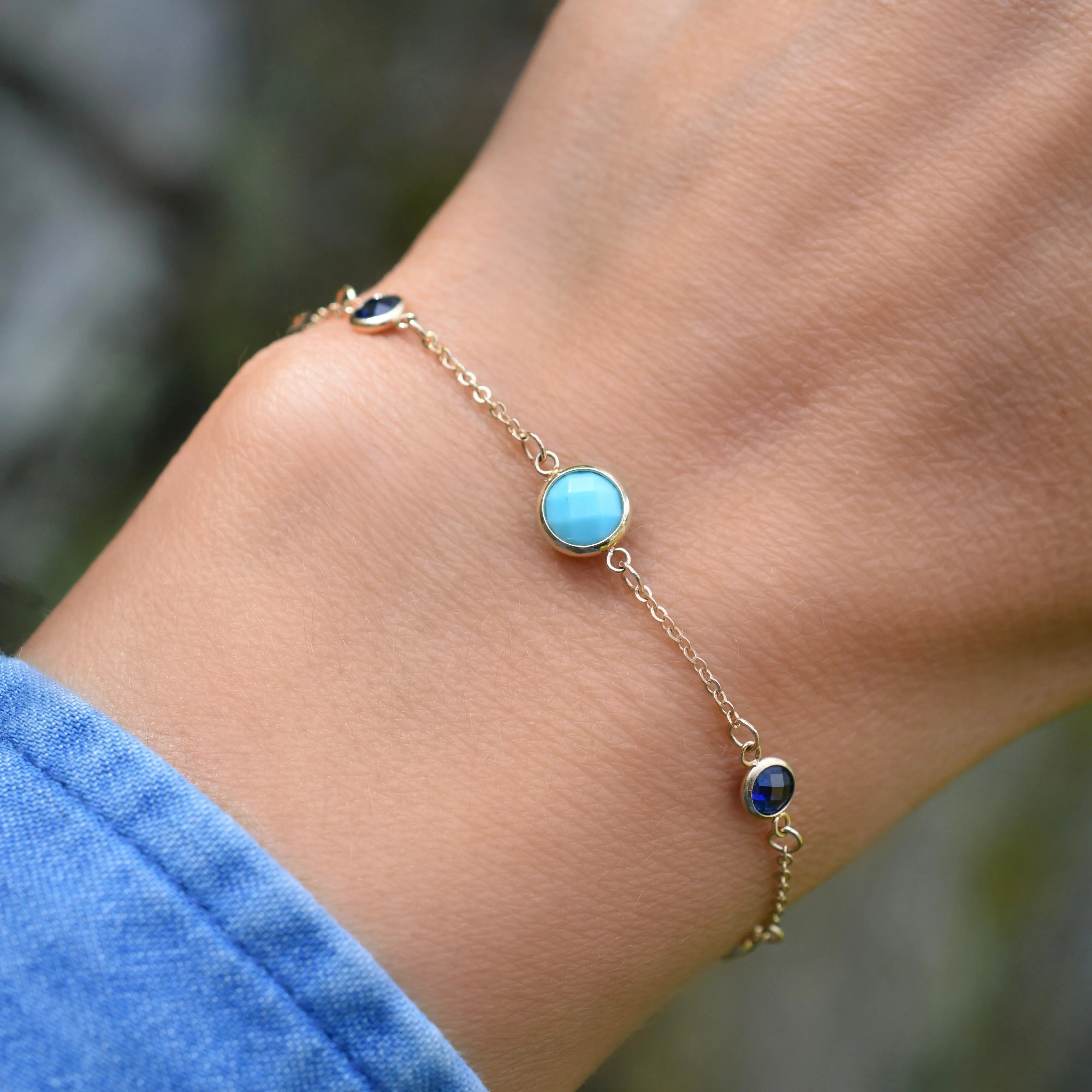 Personalized 1 Grand & 4 Classic Birthstone Bracelet in 14k Gold sold by Haverhill product image thumbnail 2