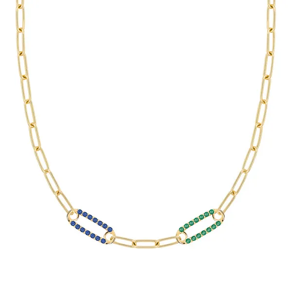 Personalized Adelaide 2 Pavé Birthstone Link Necklace in 14k Gold sold by Haverhill