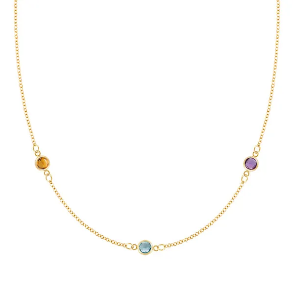Personalized Classic 3 Birthstone Necklace in 14k Gold sold by Haverhill