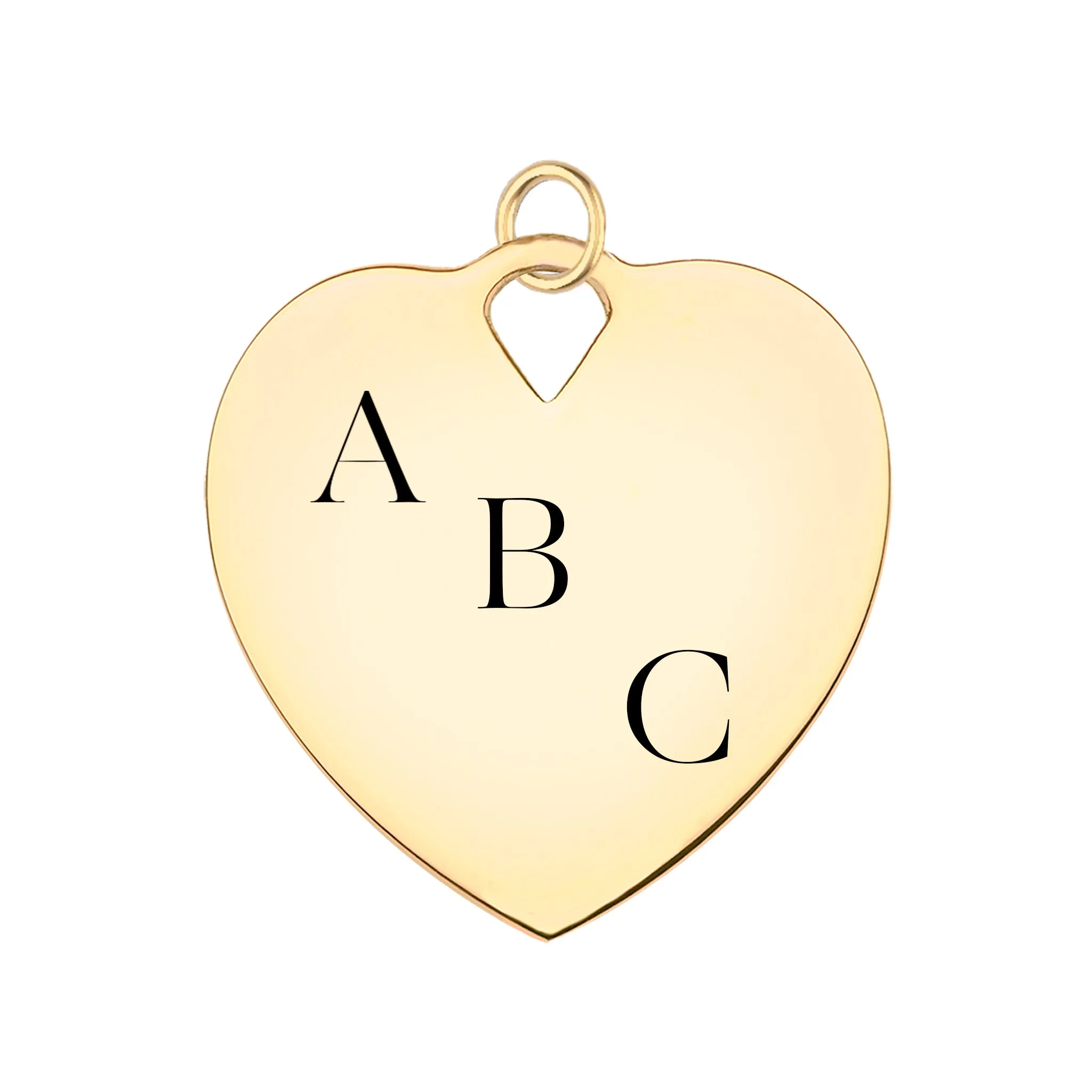 Engravable Large Flat Heart Pendant in 14k Gold sold by Haverhill