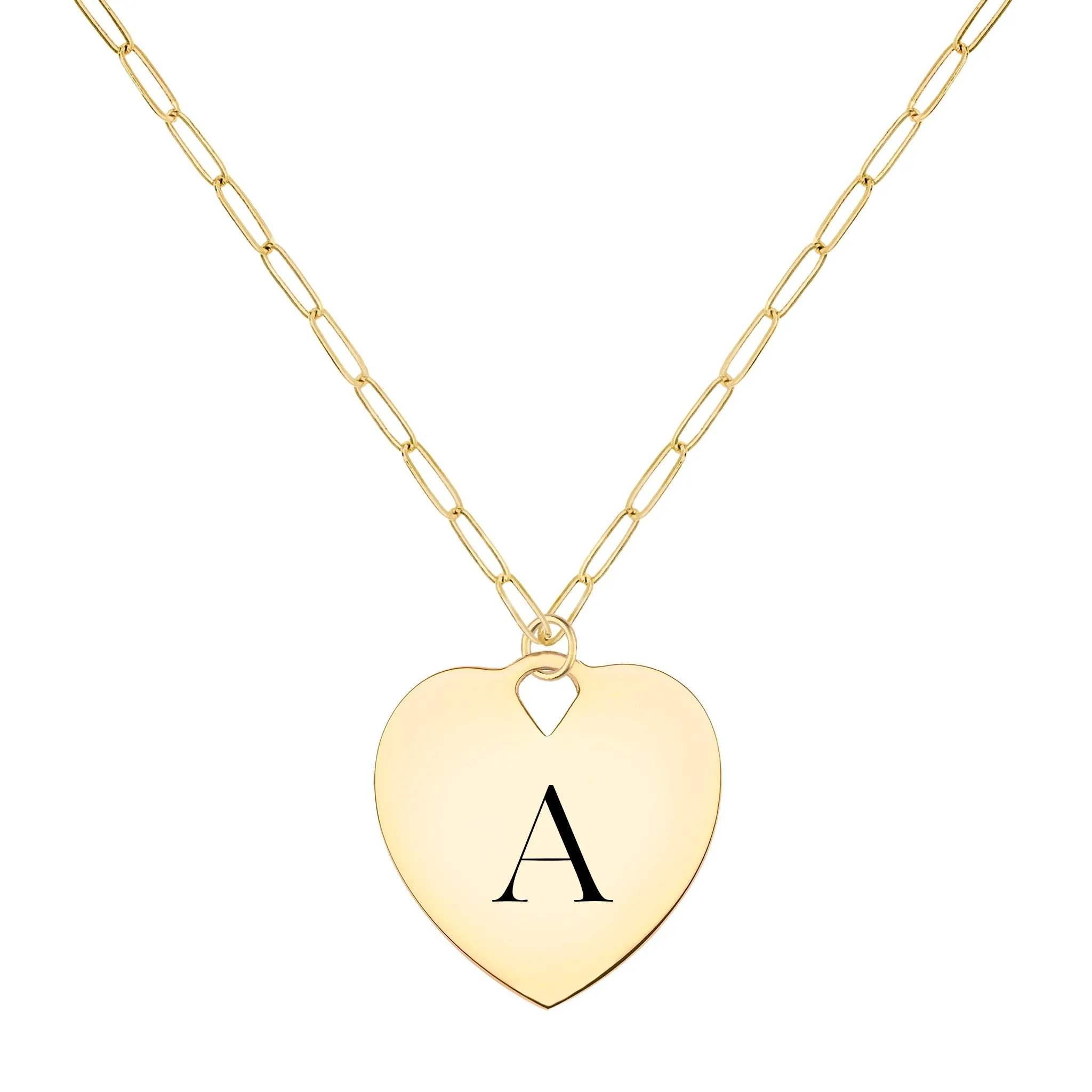 Engravable Large Flat Heart Pendant in 14k Gold sold by Haverhill product image thumbnail 5