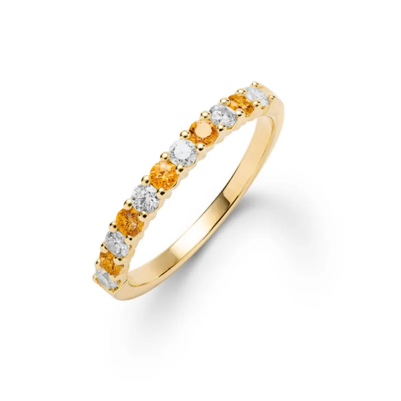 Personalized Rosecliff Birthstone Stackable Ring in 14k Gold sold by Haverhill