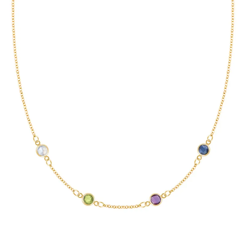 Personalized Classic 4 Birthstone Necklace in 14k Gold sold by Haverhill