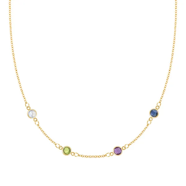 Personalized Classic 4 Birthstone Necklace in 14k Gold sold by Haverhill
