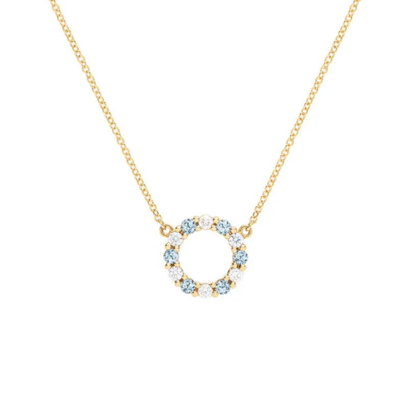 Personalized Rosecliff Small Circle Birthstone Necklace in 14k Gold sold by Haverhill
