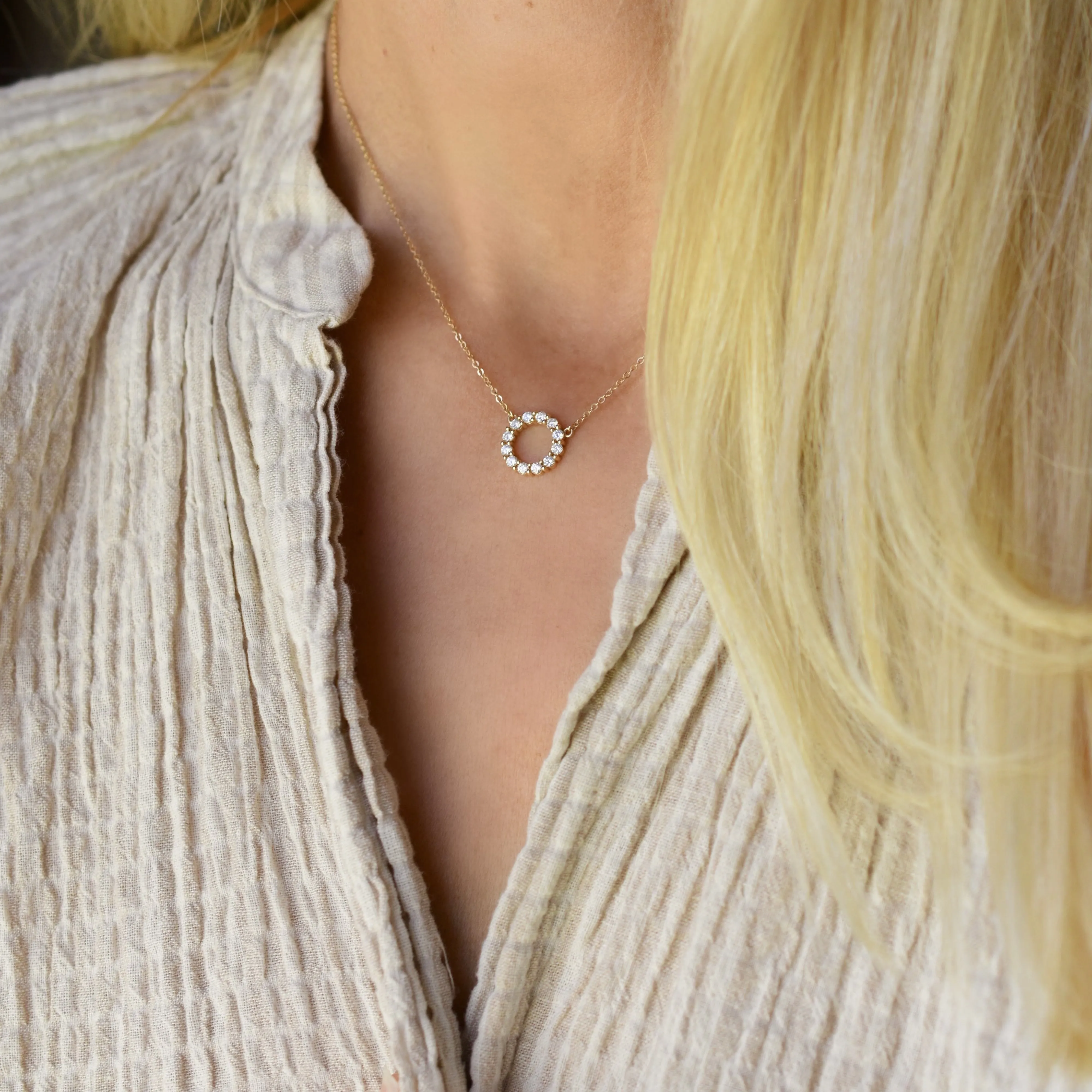 Personalized Rosecliff Small Circle Birthstone Necklace in 14k Gold sold by Haverhill product image thumbnail 2