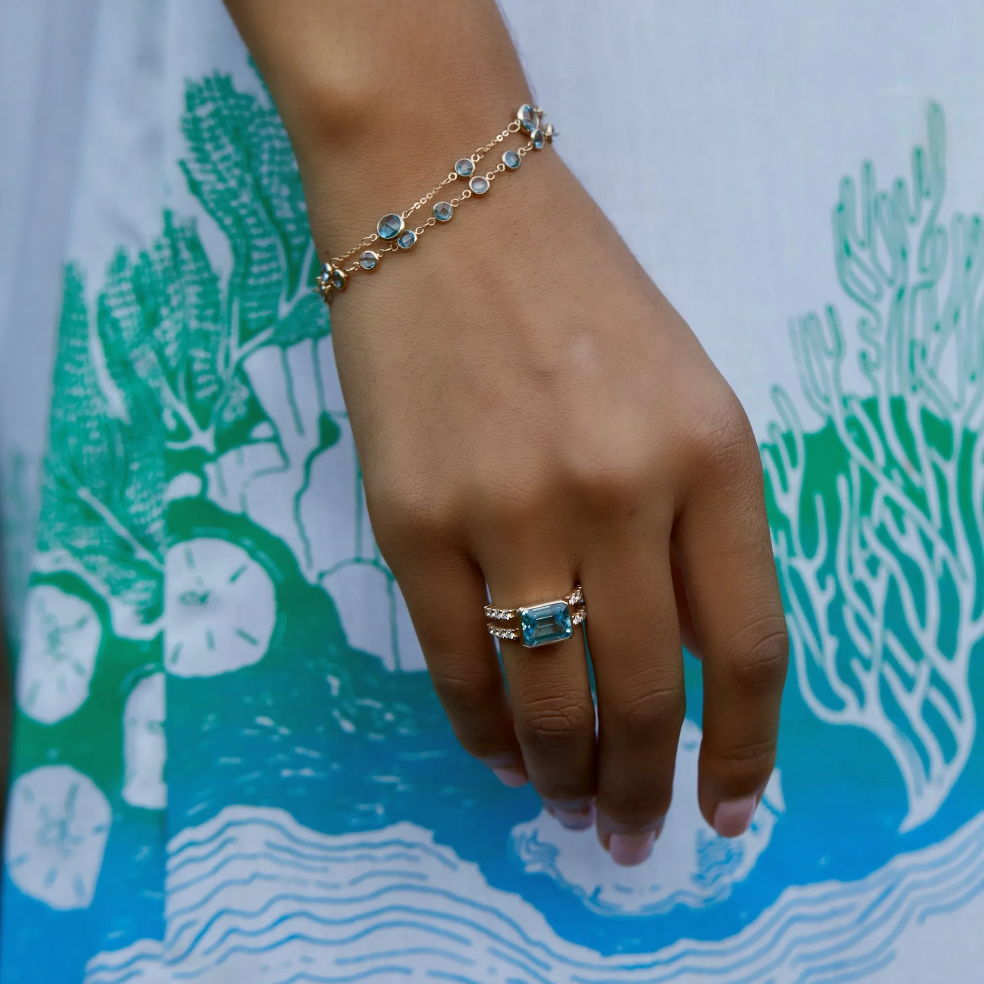 Personalized Warren Horizontal Birthstone Ring with Accent Stones in 14k Gold sold by Haverhill product image thumbnail 3