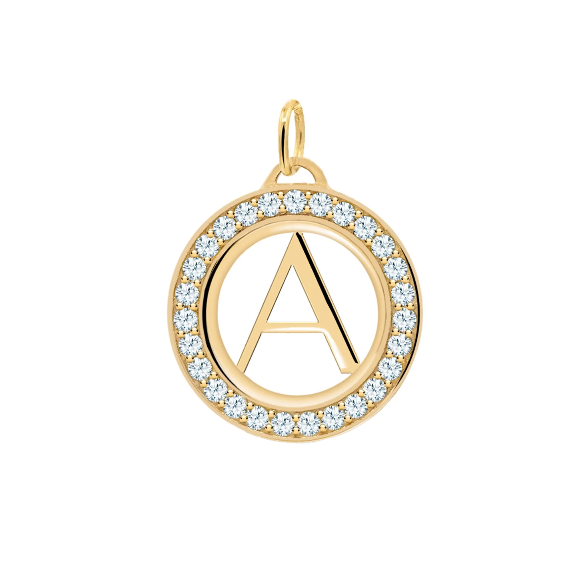 Letter & Aquamarine Pendant in 14k Gold (March) sold by Haverhill