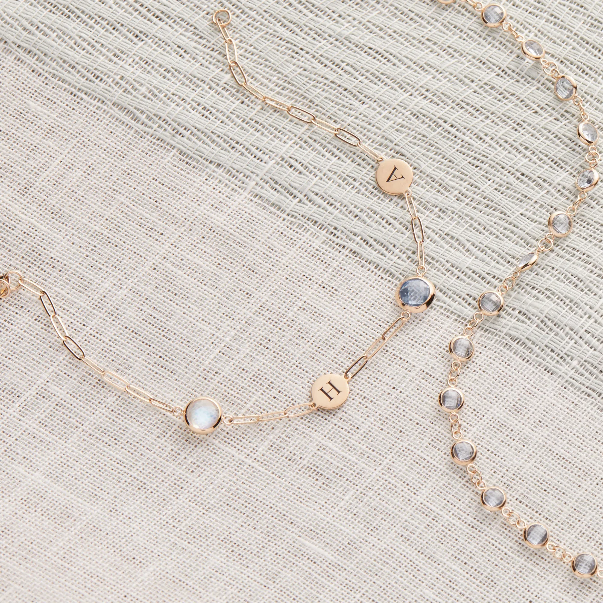 2 Letter & 2 Grand Birthstone Adelaide Mini Bracelet in 14k Gold sold by Haverhill product image thumbnail 3