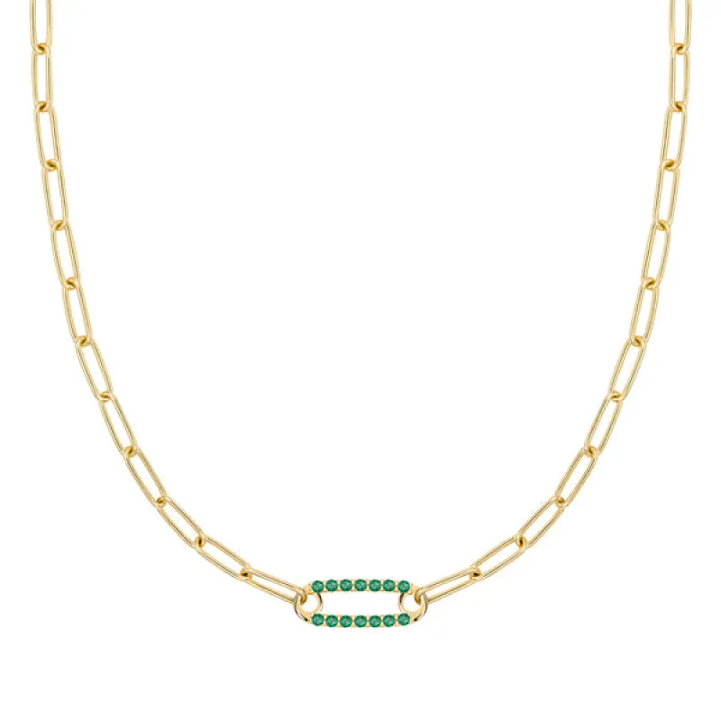 Personalized Adelaide 1 Pavé Birthstone Link Necklace in 14k Gold sold by Haverhill