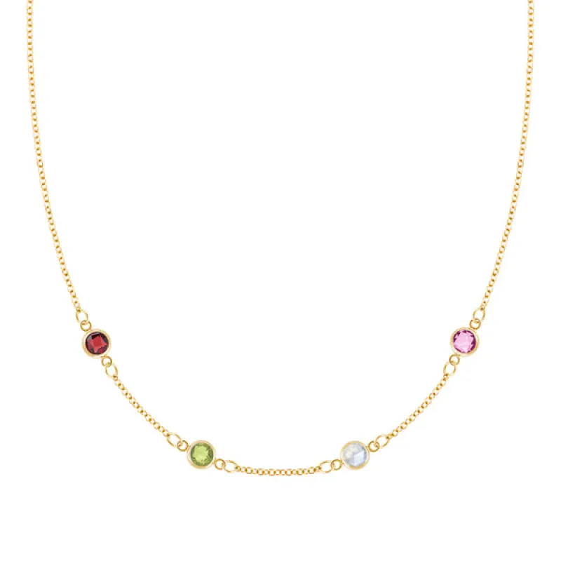 Personalized Classic 4 Birthstone Necklace in 14k Gold sold by Haverhill