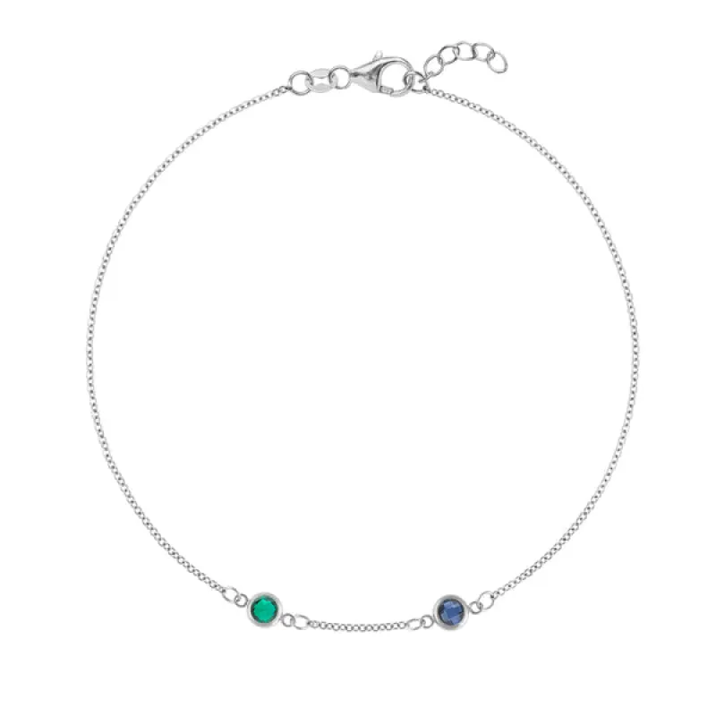 Personalized Classic 2 Birthstone Bracelet in 14k Gold sold by Haverhill