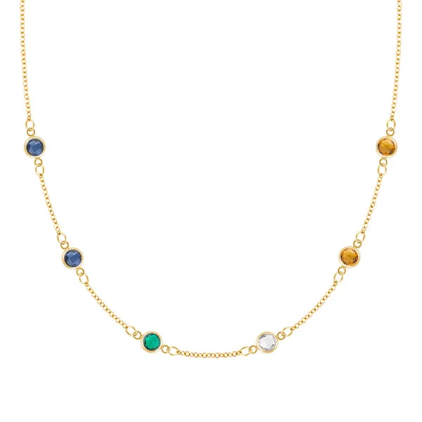 Personalized Classic 6 Birthstone Necklace in 14k Gold sold by Haverhill