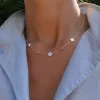 Personalized Classic 3 Letter & 4 Birthstone Necklace in 14k Gold (Double Spacing) sold by Haverhill