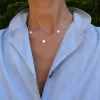 Personalized Classic 3 Letter & 4 Birthstone Necklace in 14k Gold (Double Spacing) sold by Haverhill