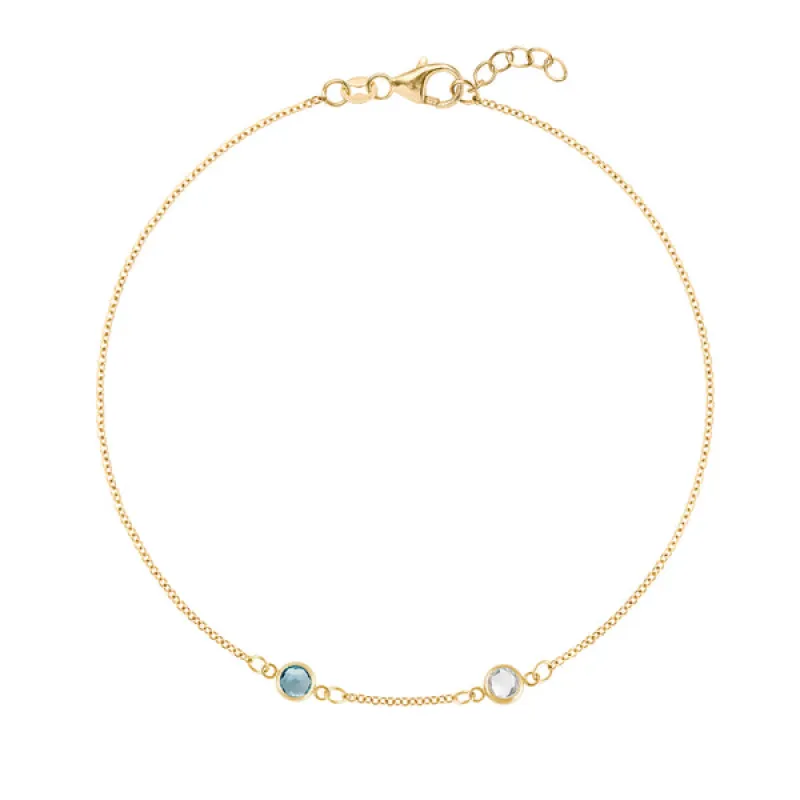 Personalized Classic 2 Birthstone Bracelet in 14k Gold sold by Haverhill