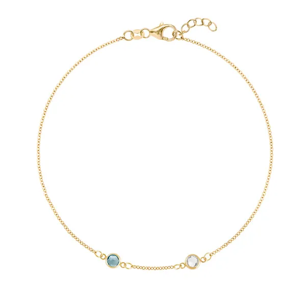 Personalized Classic 2 Birthstone Bracelet in 14k Gold sold by Haverhill