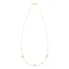Personalized Classic 3 Letter & 4 Birthstone Necklace in 14k Gold (Double Spacing) sold by Haverhill