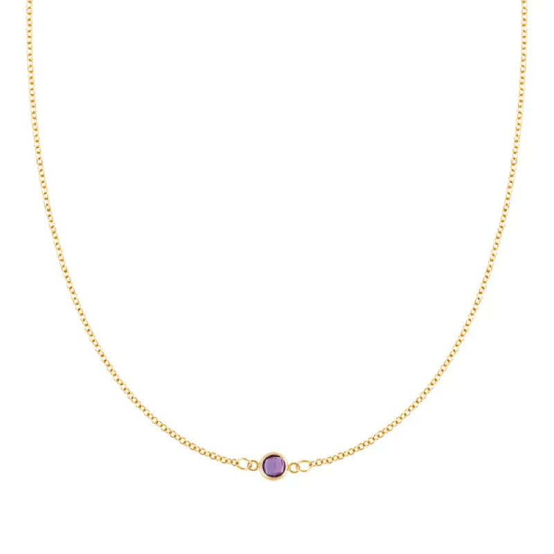 Personalized Classic 1 Birthstone Necklace in 14k Gold sold by Haverhill